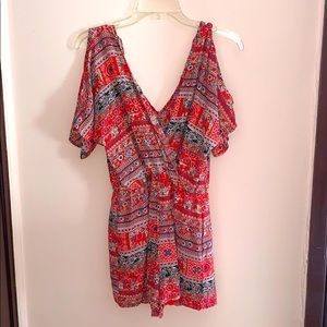 Red Patterned romper